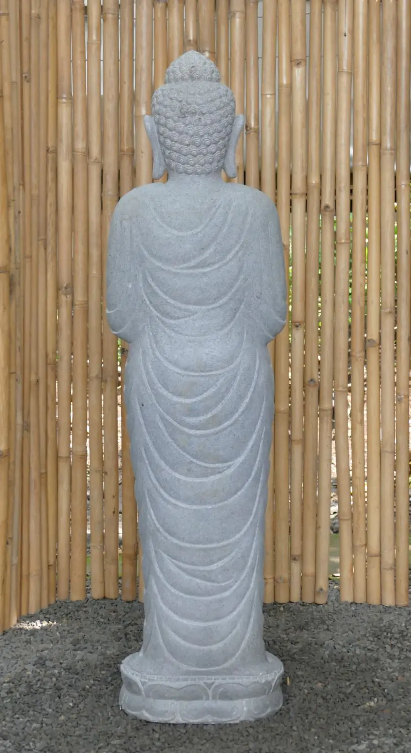  Product image 4 of the product “Standing Buddha made of Riverstone, position Namaskara , H. 153cm. ”